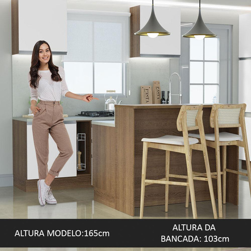 Isla De Cocina Con Encimera Y Mostrador Madesa Glamy 120 Mb Color Marrón/Blanco