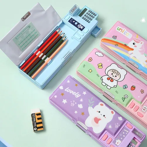 Estuche Para Lápices Con Calculadora, Estuche De Doble Capa