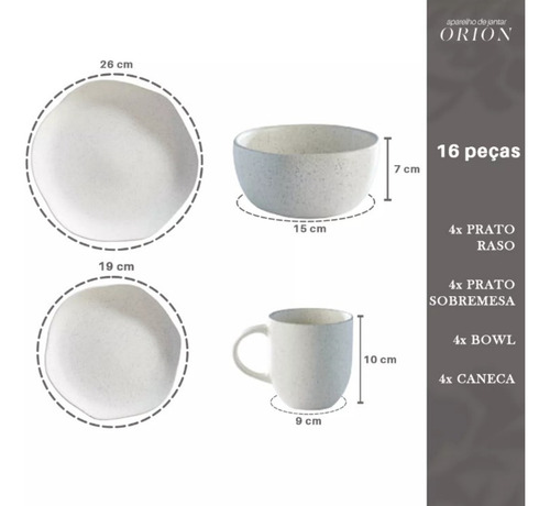 Aparelho De Jantar Off Orion 16 Peças Conjunto Moderno Dolce Home