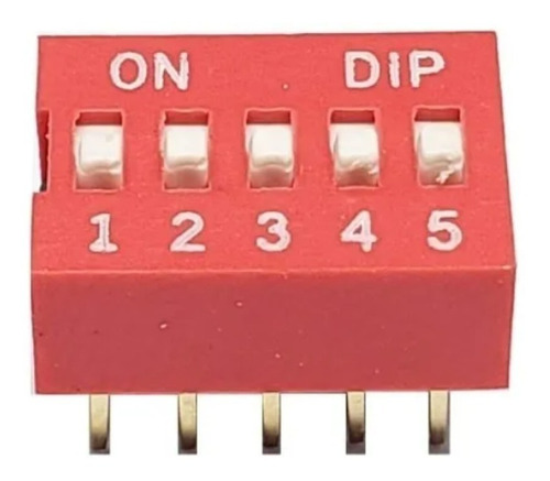 Pack X 5 Interruptor Dip Switch 5 Posiciones 2.5mm Rojo