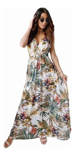 Maxivestido De Encaje Con Estampado De Hojas De Flores