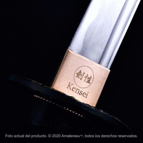 Imagen 7 de 10 de Katana Negra Kensei Aohige Acero Carbono Full Tang Filo Extr