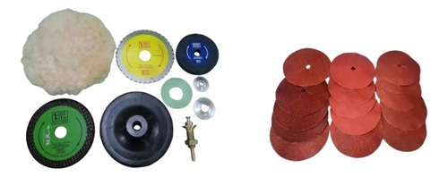 Kit Furadeira Serrar Afiar Lixar Polir Boina Pedra + 15 Lixa
