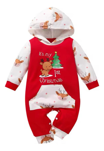 Ropa Primera Navidad Bebé Pants Con Capucha First Christmas