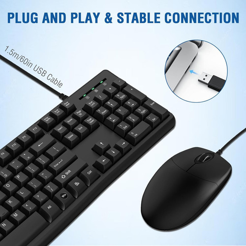 Combo De Teclado Y Mouse Con Cable