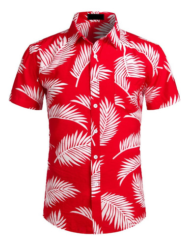 Camisa Hawaiana Tropical Para Hombre, Playera Hawaiana Con B