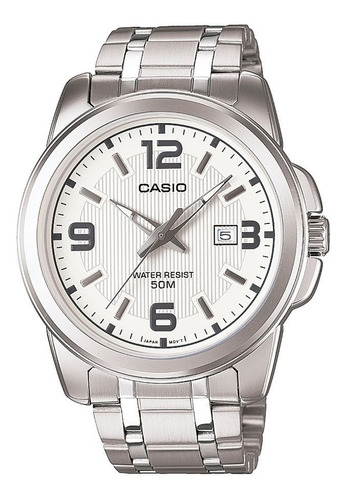 Reloj Casio Mtp-1314d-7a Para Hombre Plateado Blanco