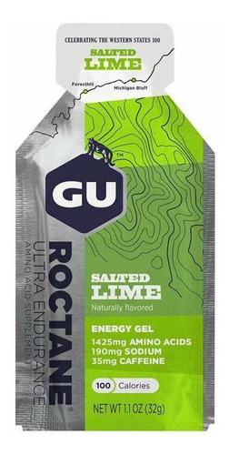 Suplemento en gel GU  Roctane Energy Gel sabor salted lime en sachet de 32g pack x 24 u