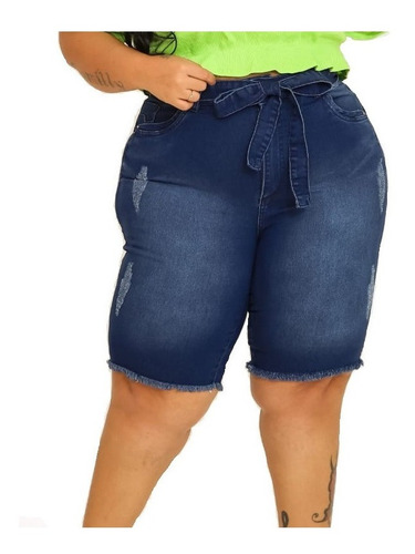 Imagem 1 de 5 de Bermuda Jeans Com Lycra Feminina Plus Size Tamanho Grande
