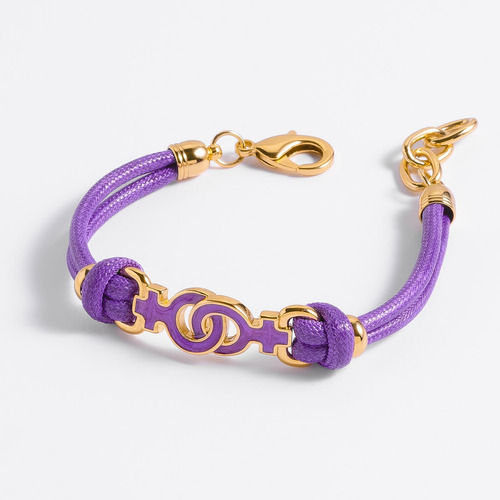 Pulsera Mujer Morada Femenina En Baño De Oro Marca Nice