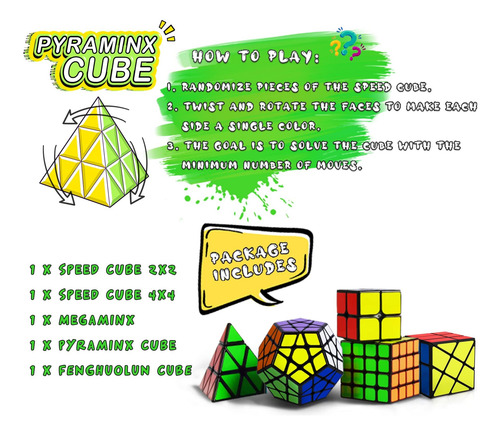 Speed ??cube Set, Puzzle Cube, Magic Cube 2x2 4x4 Pyraminx P