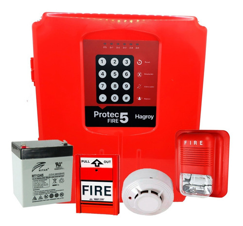 Kit Panel Alarma Protec Fire-5 Sistema Contra Incendio