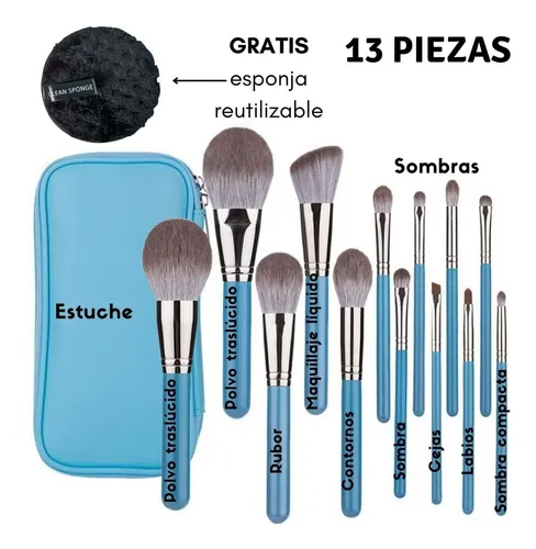 Set de 4 Brochas de Maquillaje y 2 Esponjas