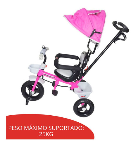 Triciclo Eletrico Infantil C/ Capota Rosa Importway Bw084rs