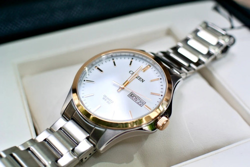 Citizen Mens Stainless Steel Quartz Bf2006-86a Color de la correa Plata Color del bisel Oro Color del fondo Blanco