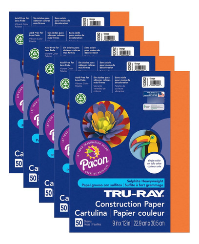 Tru-ray Papel Construccion Naranja 9 X 12  50 Hoja 5 S