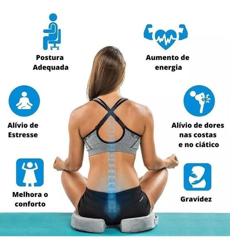 Almofada Anatômica P/ Cóccix C/ Capa E Ziper/ Espuma E Gel