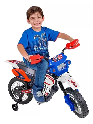 Moto Elétrica Infantil 6v - Motocross Azul - 241 - Xplast - Real Brinquedos