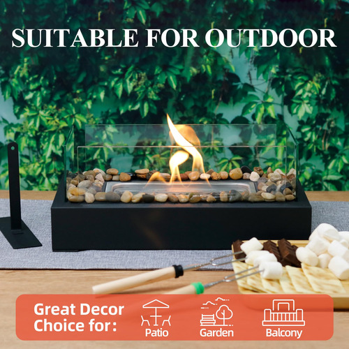 Chimenea De Mesa Pequeña En Acero Inoxidable Negro Interio