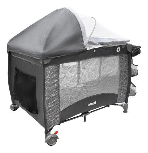 Cuna Corral Unisex Gris Con Mosquitero Infanti