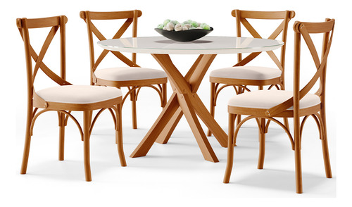 Cadeira Para Sala de Jantar e Estar Living Estofada Ávila L02 Suede Bege