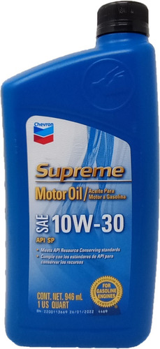 Aceite Chevron Supreme 10w30 - 1/4g