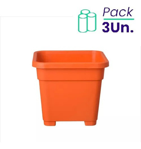 Pack X3u Maceta Plástica Macetero Versalles Bebé Jardinería Color Naranja