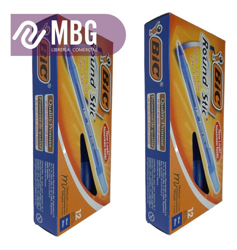 Imagen 2 de 7 de Lapicera Bolígrafo Bic Rondo Round Stic Azul Caja X12