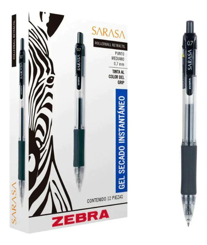 Bolígrafo Gel Secado Rápido Grip De Goma 0,7mm Zebra 12 Unid
