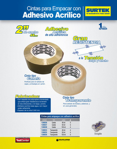 Surtek-cinta Transp Acrílico Para Empaque2 X150m*138026