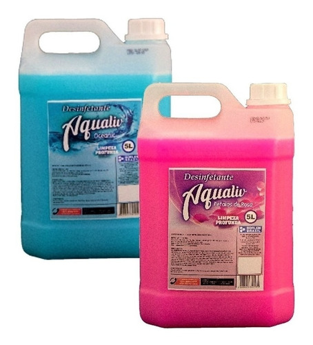 Kit 2 Desinfetante Aqualiv Plus Oceanic E Pétala De Rosa 5l