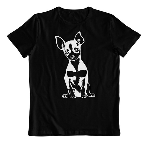 Polera Negra Algodon - Dtf - Chihuahua Perro Raza Pequeño