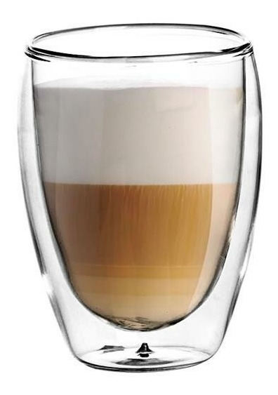 NOBRAND Vasos de café con Leche de Doble Pared Macchiato Set Vasos de Vidrio para café 6 Piezas 350 ml Capacidad Total 