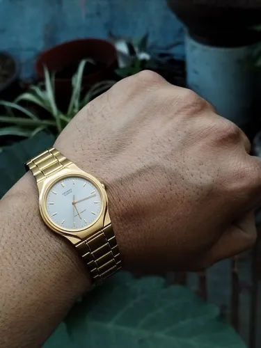 Reloj Orient Dorado Quat Vintage De Los A os 80 Impecable