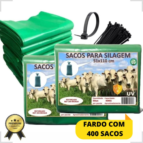 Saco Para Silagem Pacote Com 400 Unidades + 400 Abraçadeiras