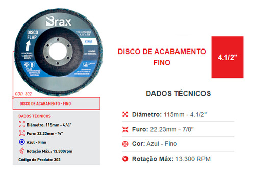 Disco Flap Polimento Aço Inox / Alumínio 4.1/2 Fino