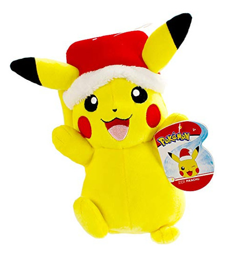 Juguete De Peluche Pokémon Pikachu Para Navidad Con Gorro De