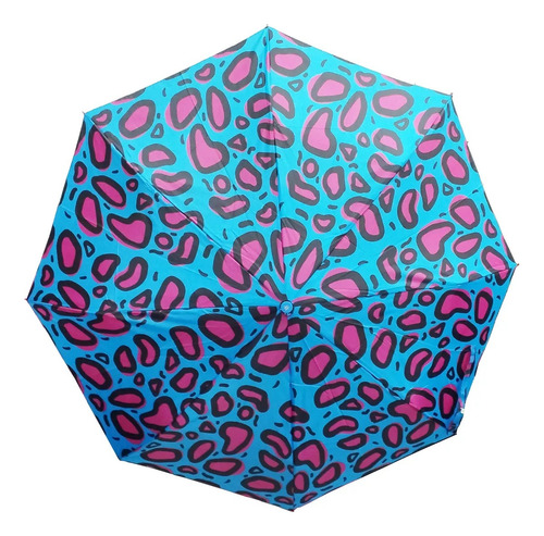 Paraguas Corto Manual 8 Varillas Amayra Estampado C/funda Color Multicolor Turquesa