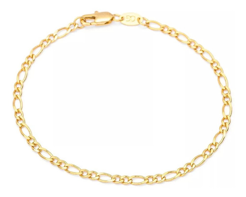 Pulseira Corrente Masculina Folheada Ouro 18 Grumet Dourada