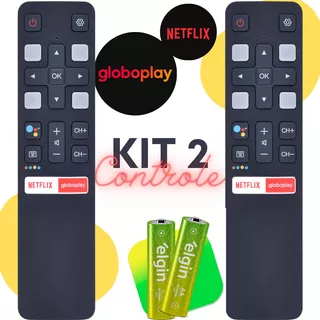 Kit 2 Controle Remoto Para Tcl Tv Smart Netflix Globoplay