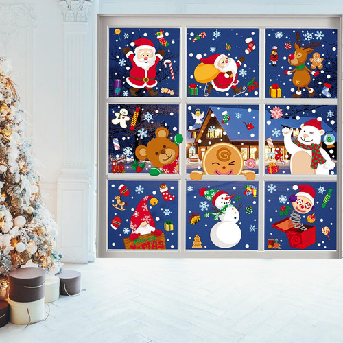 9 Hojas De Pegatinas De Ventana De Navidad Calcomanías