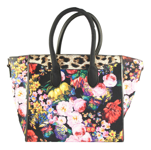 Cartera Tote Floreada Atigrada Multicolor Importadas Exclus