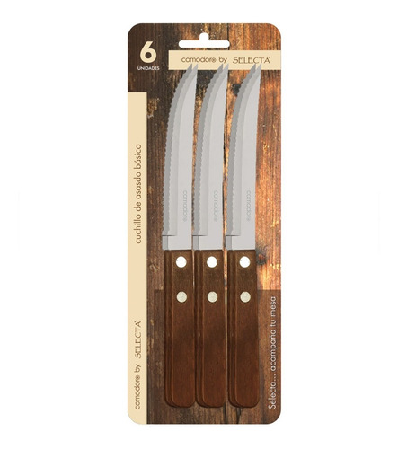 Cuchillo Mango De Madera Cocina Cuchillos Set X6 Selecta