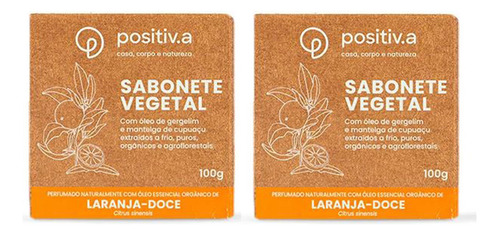 Kit 2 Sabonete Hidratante Vegetal Natural 100g Laranja-doce