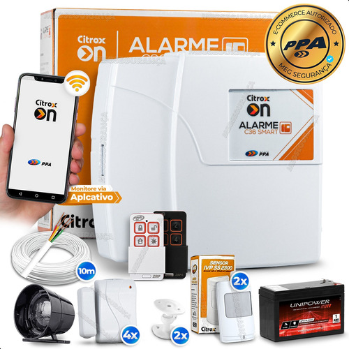 Kit Alarme S/ Fio Wifi App Celular Ppa 6 Sensor Com Bateria