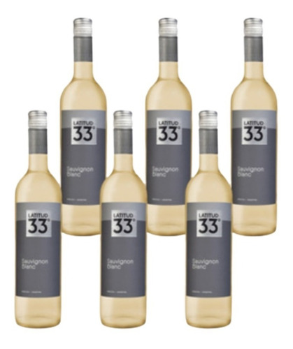 Vino Blanco Latitud 33 Sauvignon 750 Ml X6 Unidades