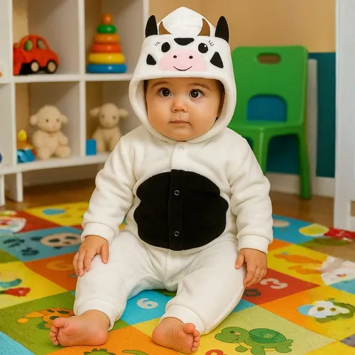 Macacão Bebê Plush com Capuz Bordado