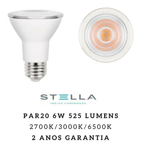 Imagem 1 de 4 de 3x Lampada Stella Led Par20 5.5w 40° Sth9024/30 Sth9024/40