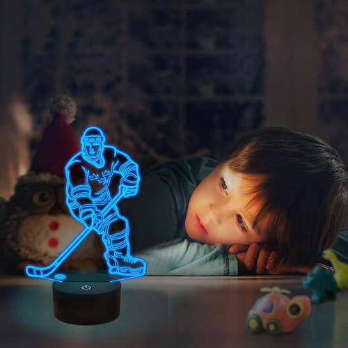 Lámpara Nocturna 3d Hockey Gifts, Diseño 3d Illusion Para De