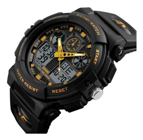 Skmei 1270 Relógio Masculino Preto E Amarelo Alarme Garantia